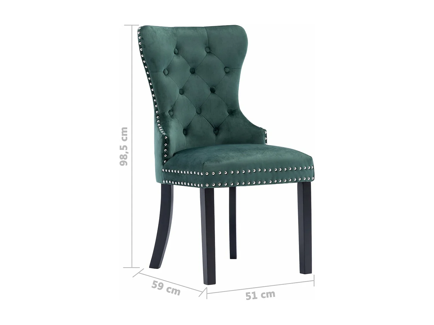 Chaises à manger lot de 4 vert foncé velours