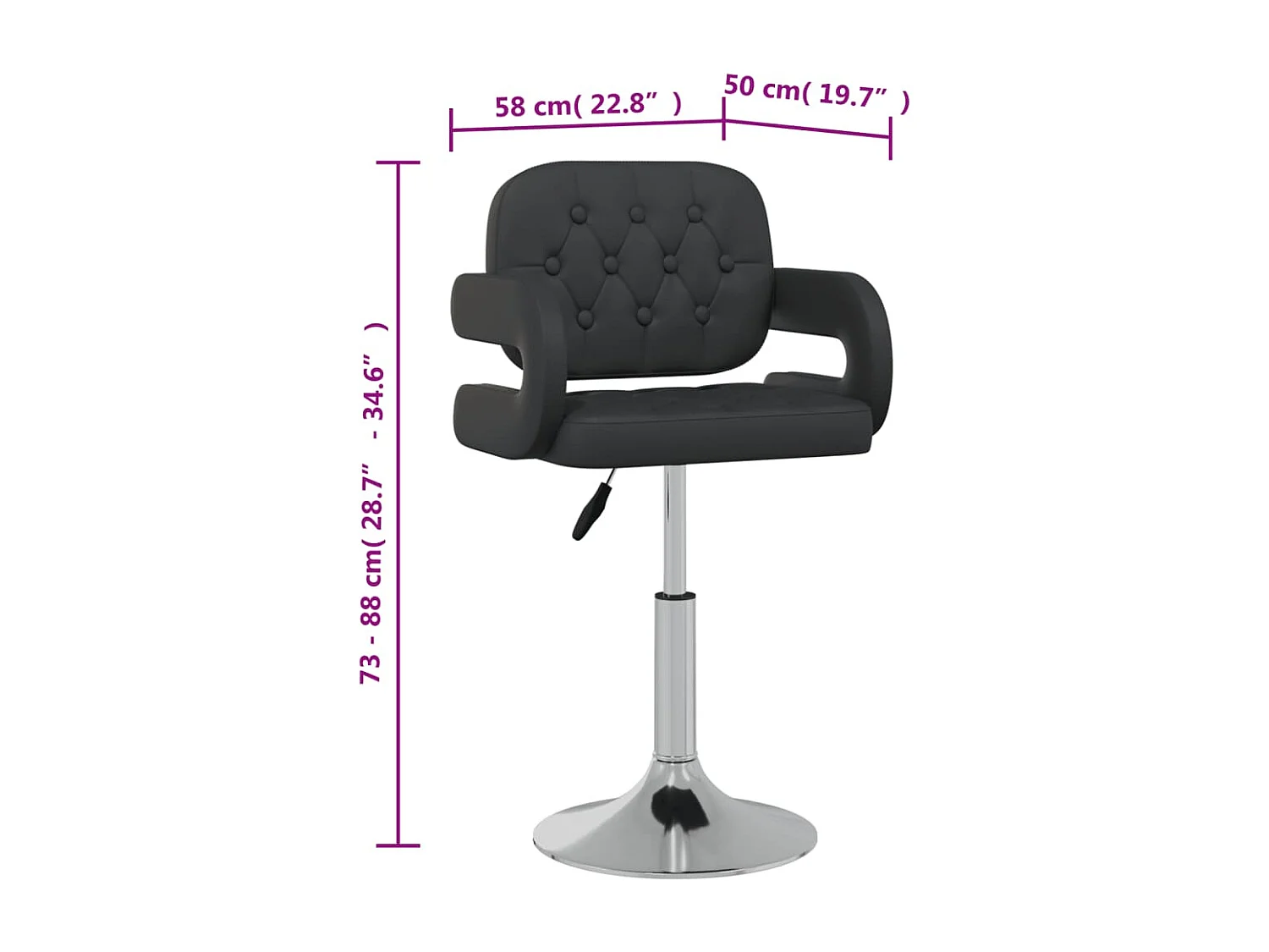 Sillas de comedor giratorias 2 unidades cuero sintético negro