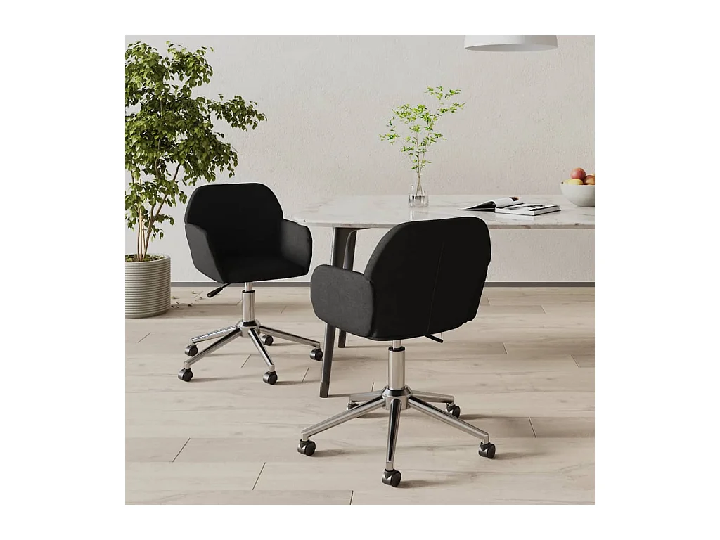 Chaises pivotantes à manger lot de 2 Noir Tissu
