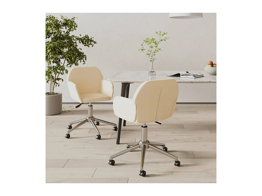 Chaises pivotantes à manger lot de 2 Crème Tissu