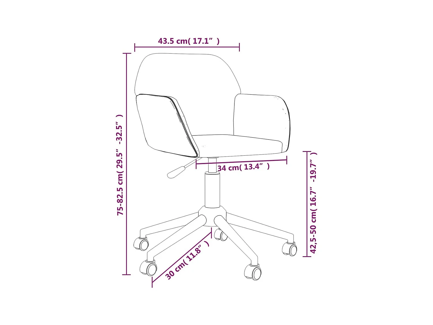 Chaises pivotantes à manger lot de 2 Crème Tissu