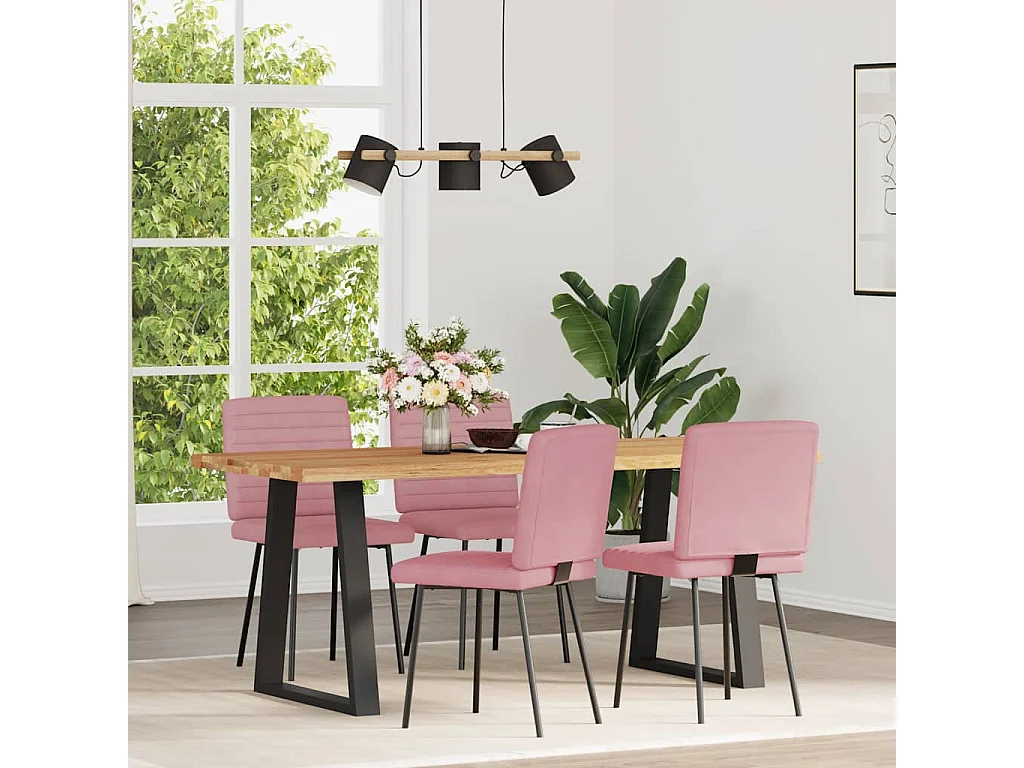 Eetkamerstoelen 4 stukkenfluweel roze