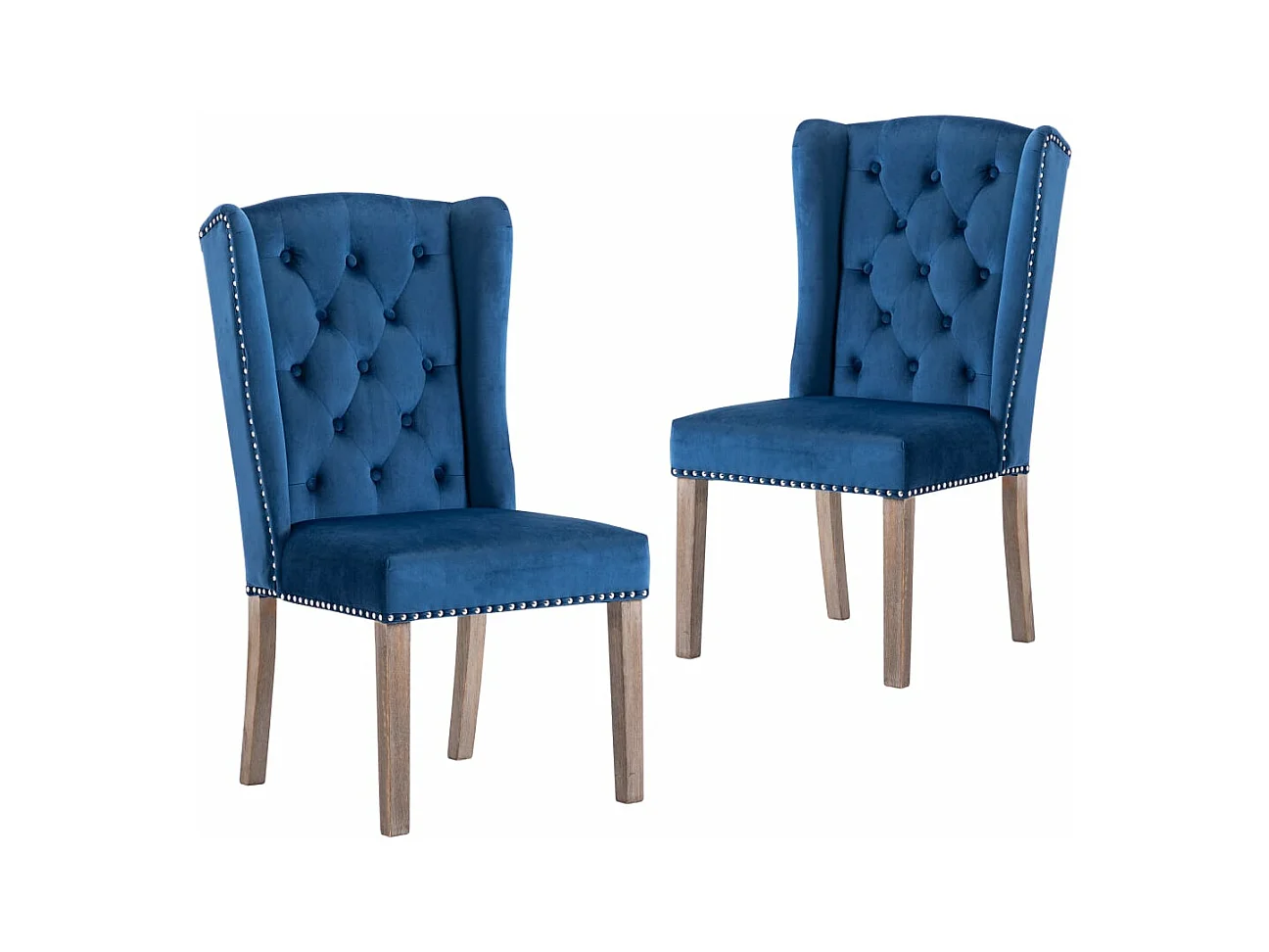 Chaises à manger lot de 2 Bleu Velours