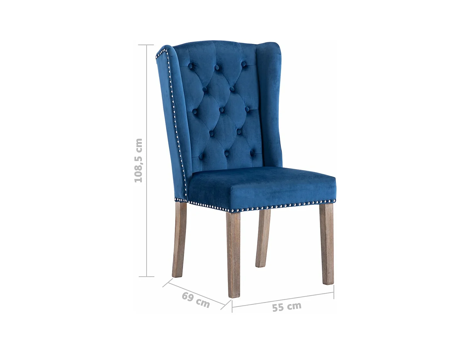 Chaises à manger lot de 2 Bleu Velours