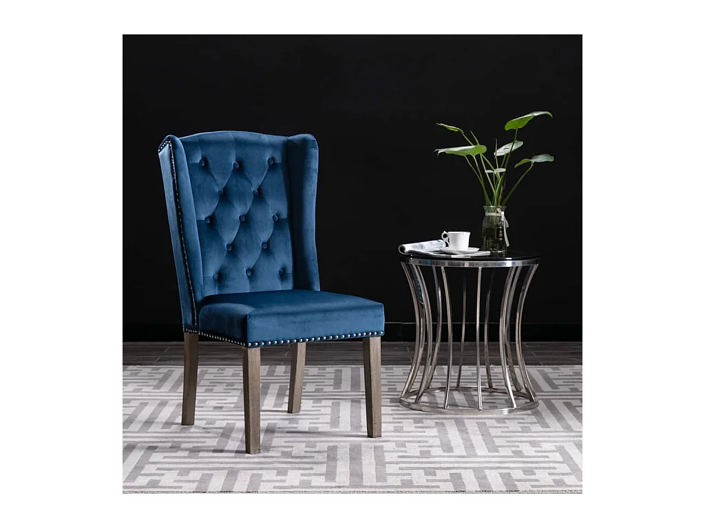 Chaises à manger lot de 2 Bleu Velours