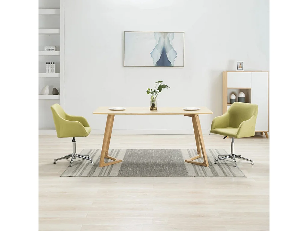 Sillas de comedor giratorias 2 unidades tela verde