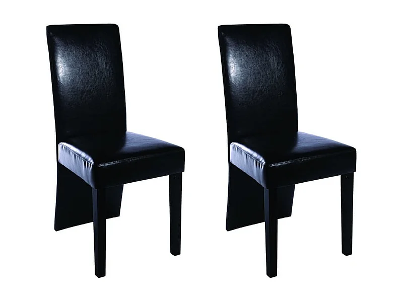 Chaises à manger lot de 2 noir similicuir
