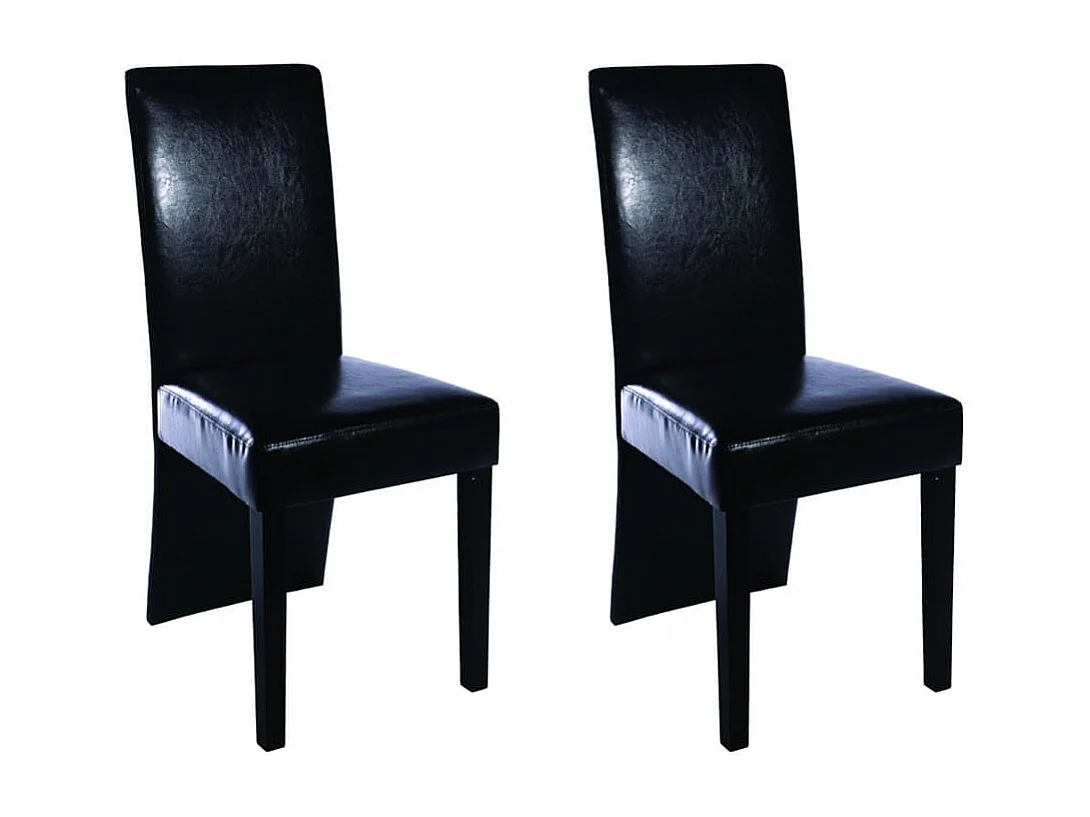 Chaises à manger lot de 2 noir similicuir