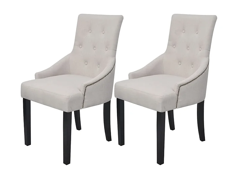 Chaises à manger lot de 2 gris crème tissu