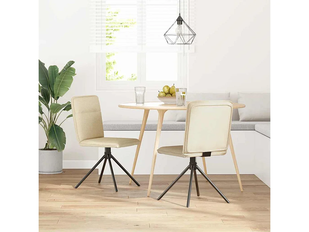 Eetkamerstoelen 2 st stof crèmekleurig