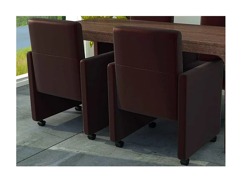 Sillas de comedor 2 unidades cuero sintético marrón