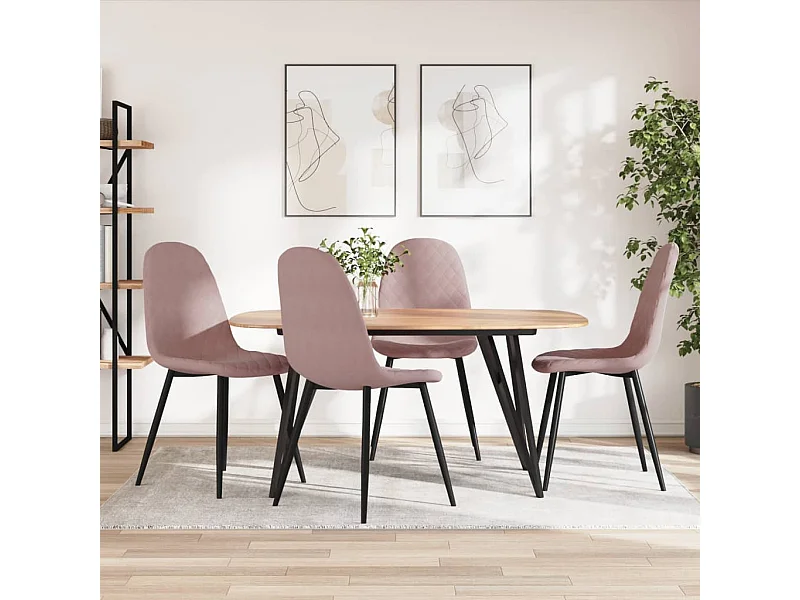 Sillas de comedor 4 unidades terciopelo rosa