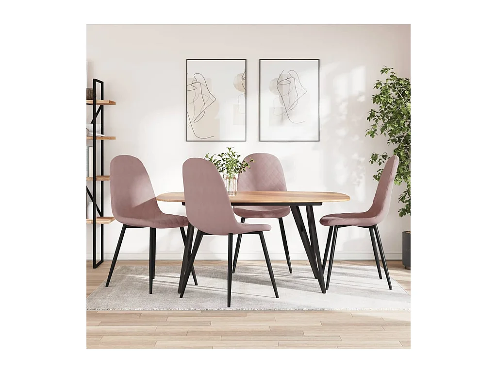 Sillas de comedor 4 unidades terciopelo rosa