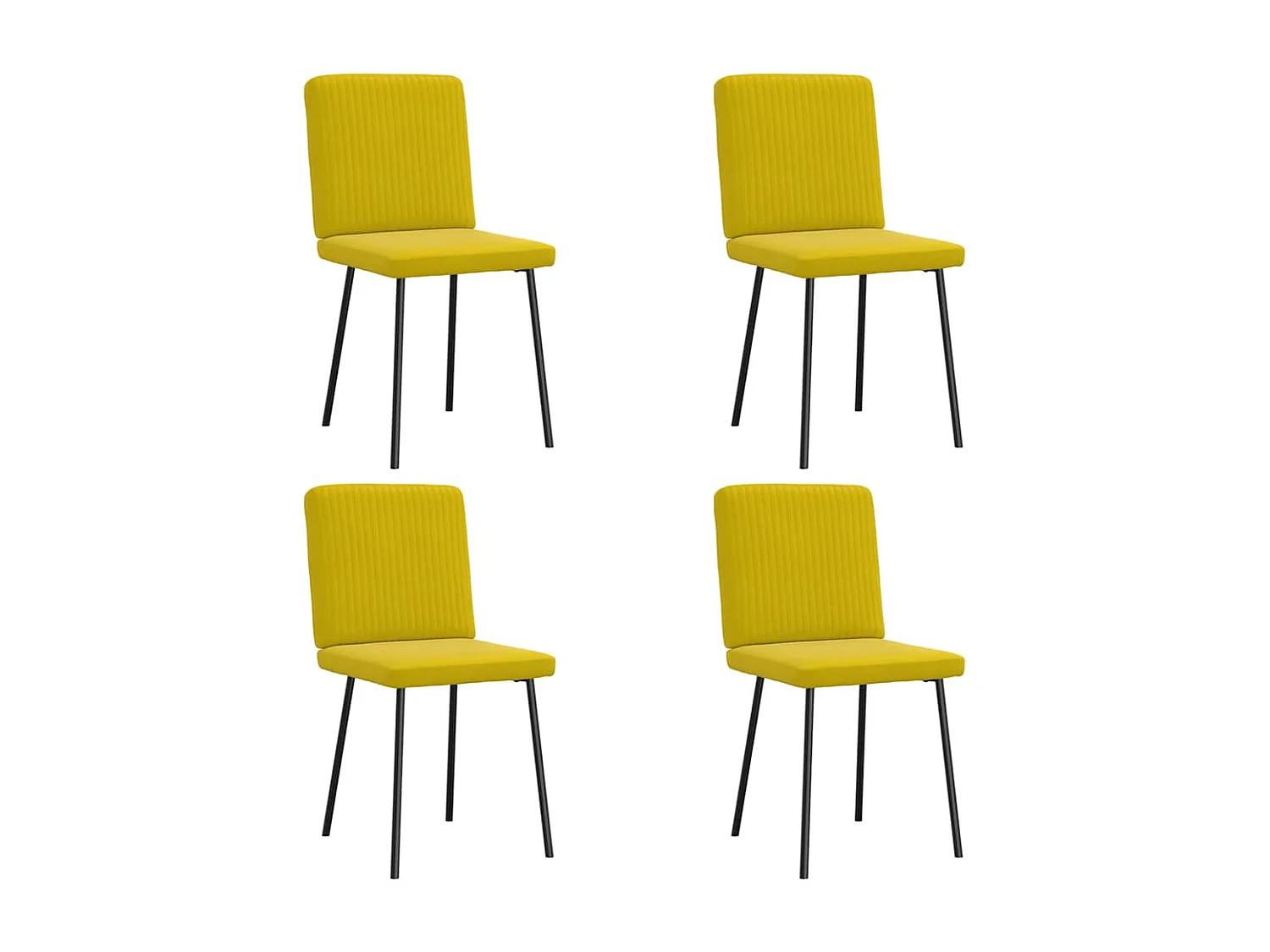 Chaises à manger lot de 4 jaune velours