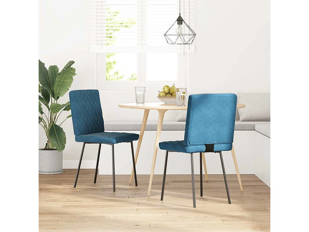 Sillas de comedor 2 unidades terciopelo azul