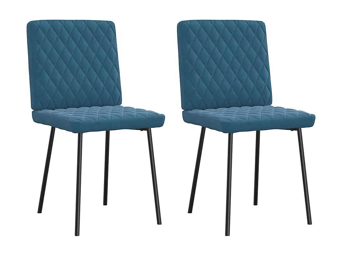 Chaises à manger lot de 2 Bleu Velours