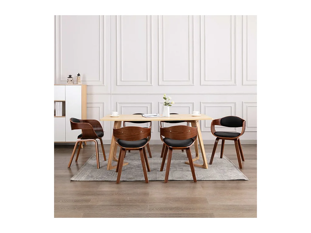 Chaises à manger lot de 6 bois courbé et similicuir