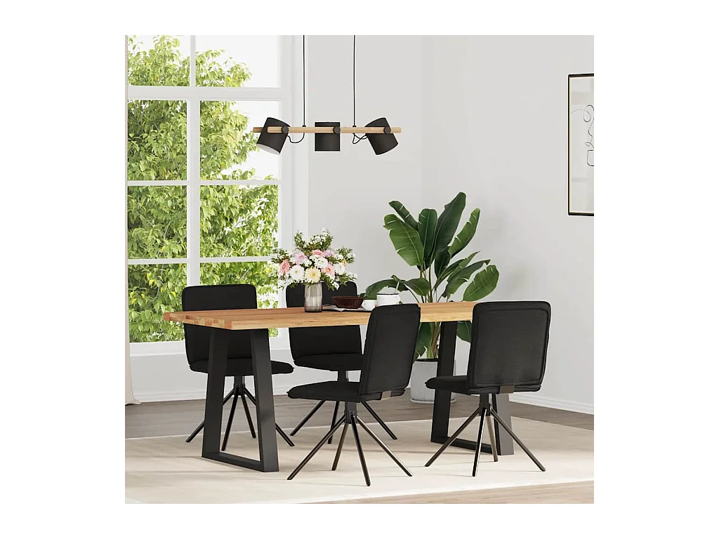 Chaises à manger lot de 4 noir tissu