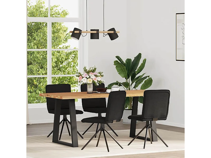 Chaises à manger lot de 4 noir tissu