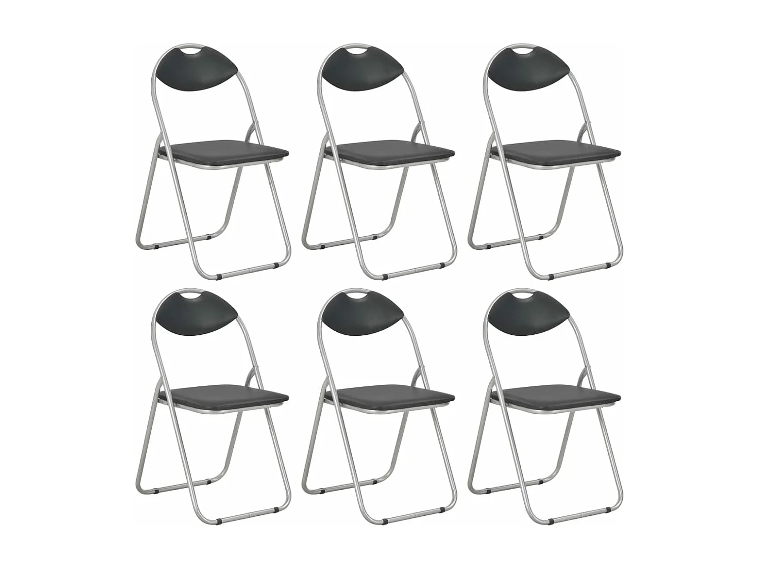 Chaises pliantes à manger lot de 6 noir similicuir