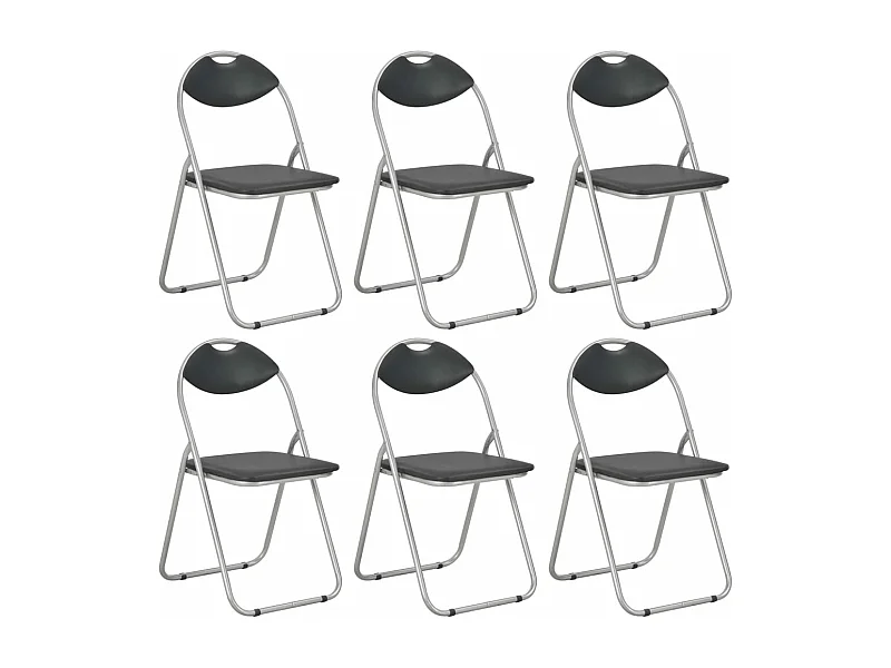 Chaises pliantes à manger lot de 6 noir similicuir