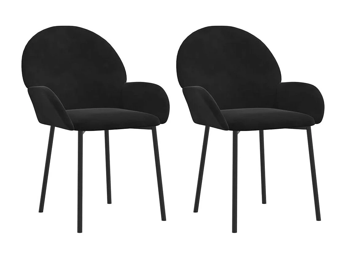 Chaises à manger lot de 2 Noir Velours
