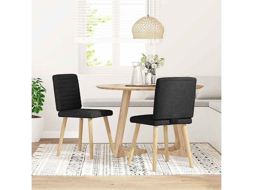 Chaises à manger lot de 2 noir tissu