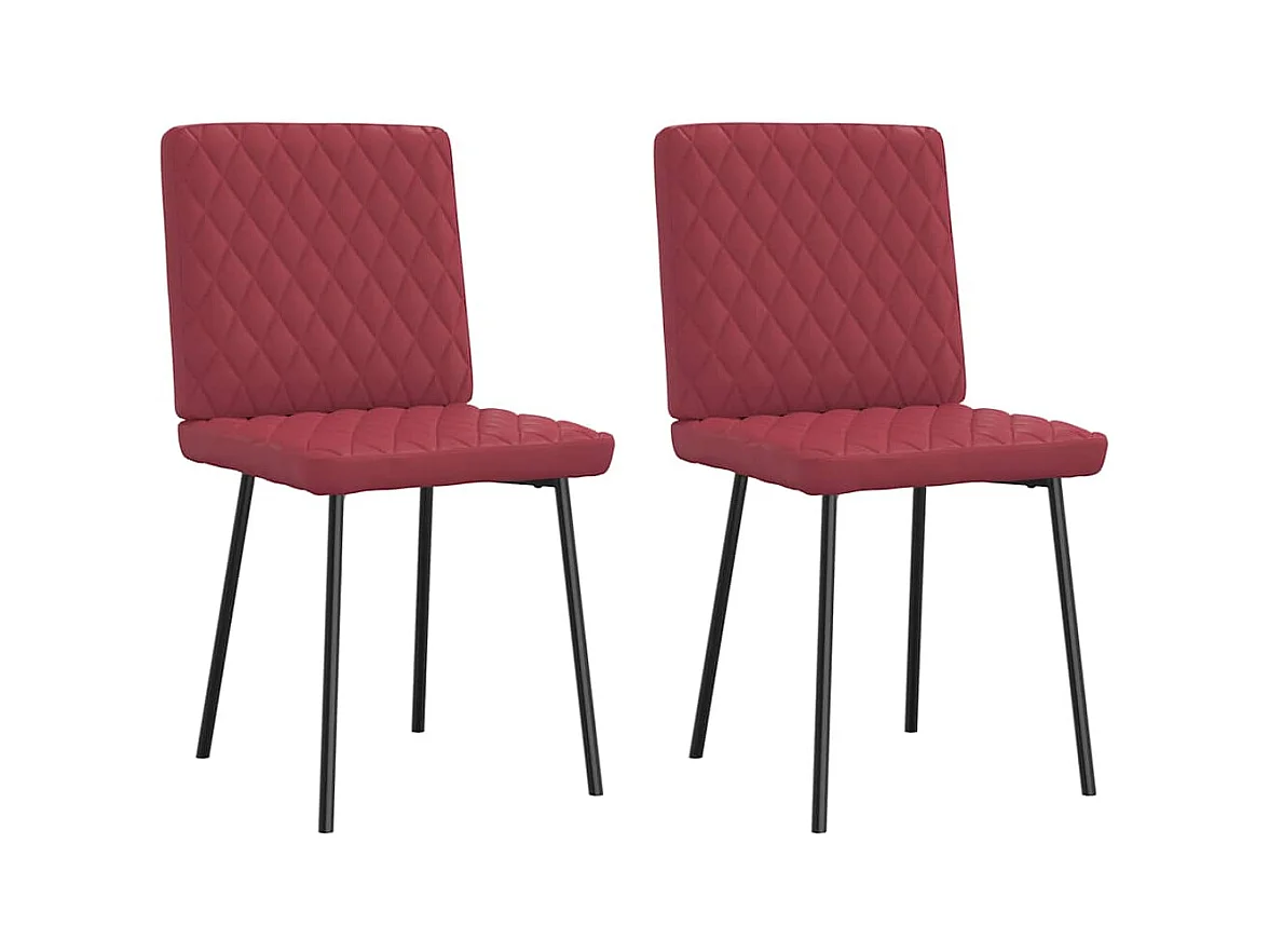 Chaises à manger lot de 2 rouge bordeaux similicuir