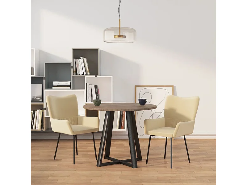 Cadeiras de jantar 2 peças veludo cor creme