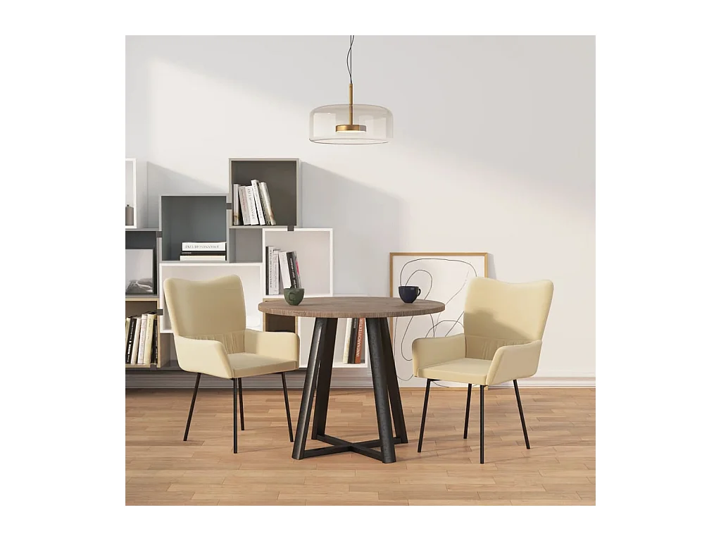 Chaises à manger lot de 2 Crème Velours