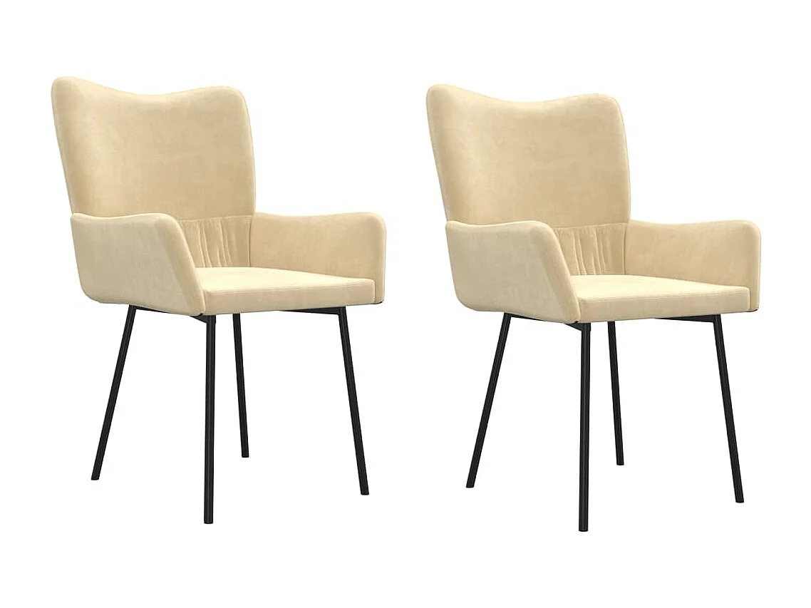Chaises à manger lot de 2 Crème Velours
