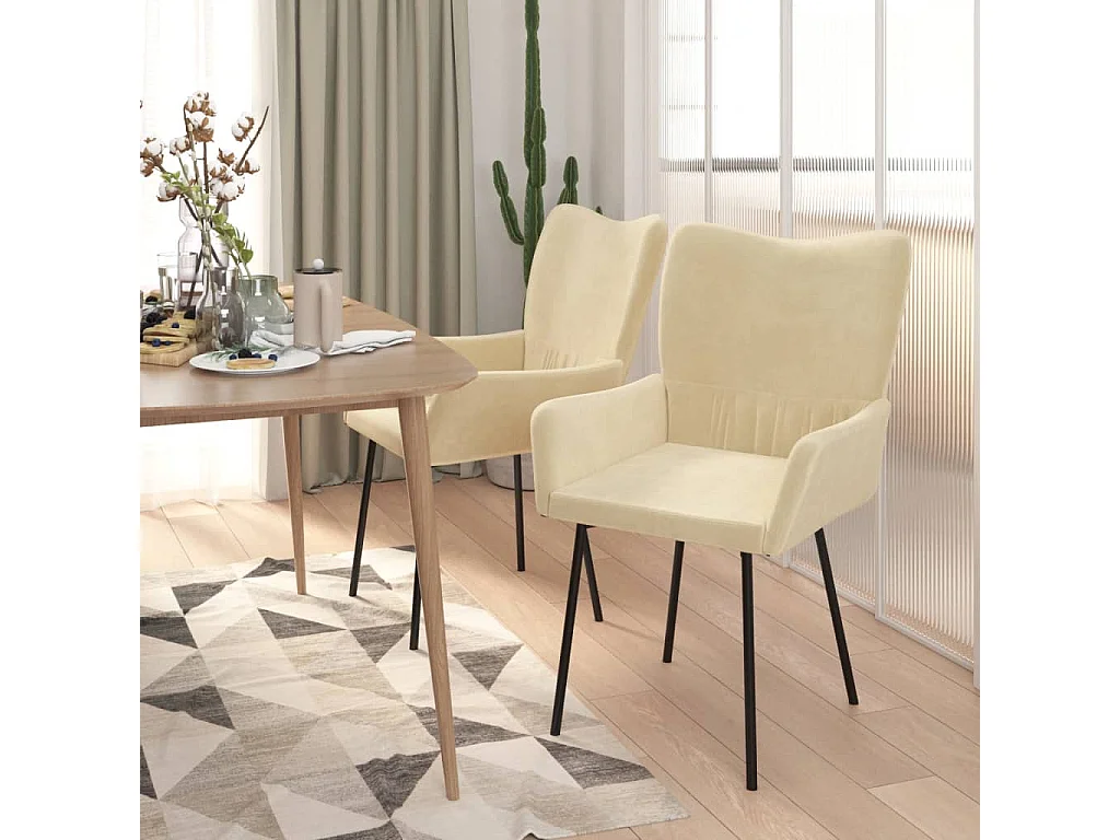 Chaises à manger lot de 2 Crème Velours