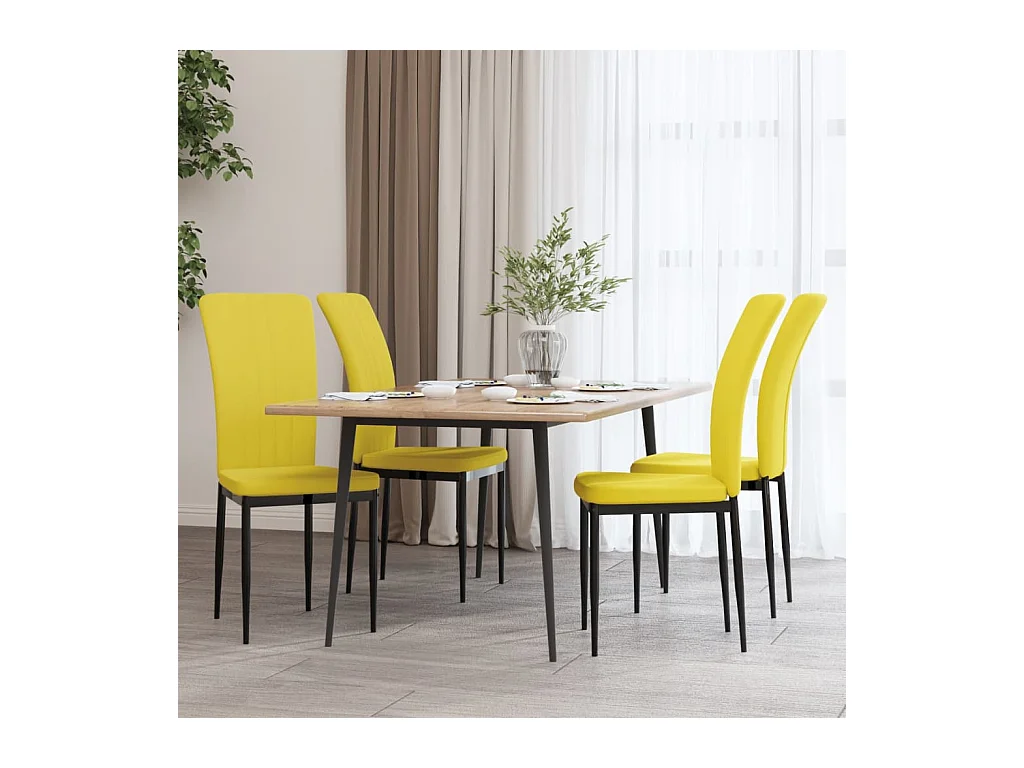 Chaises à manger lot de 4 Jaune moutarde Velours