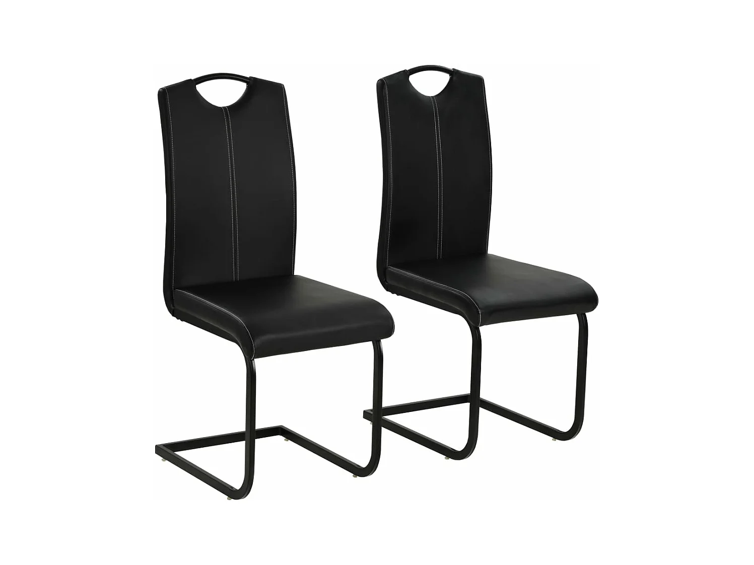 Chaises à manger cantilever lot de 2 noir similicuir