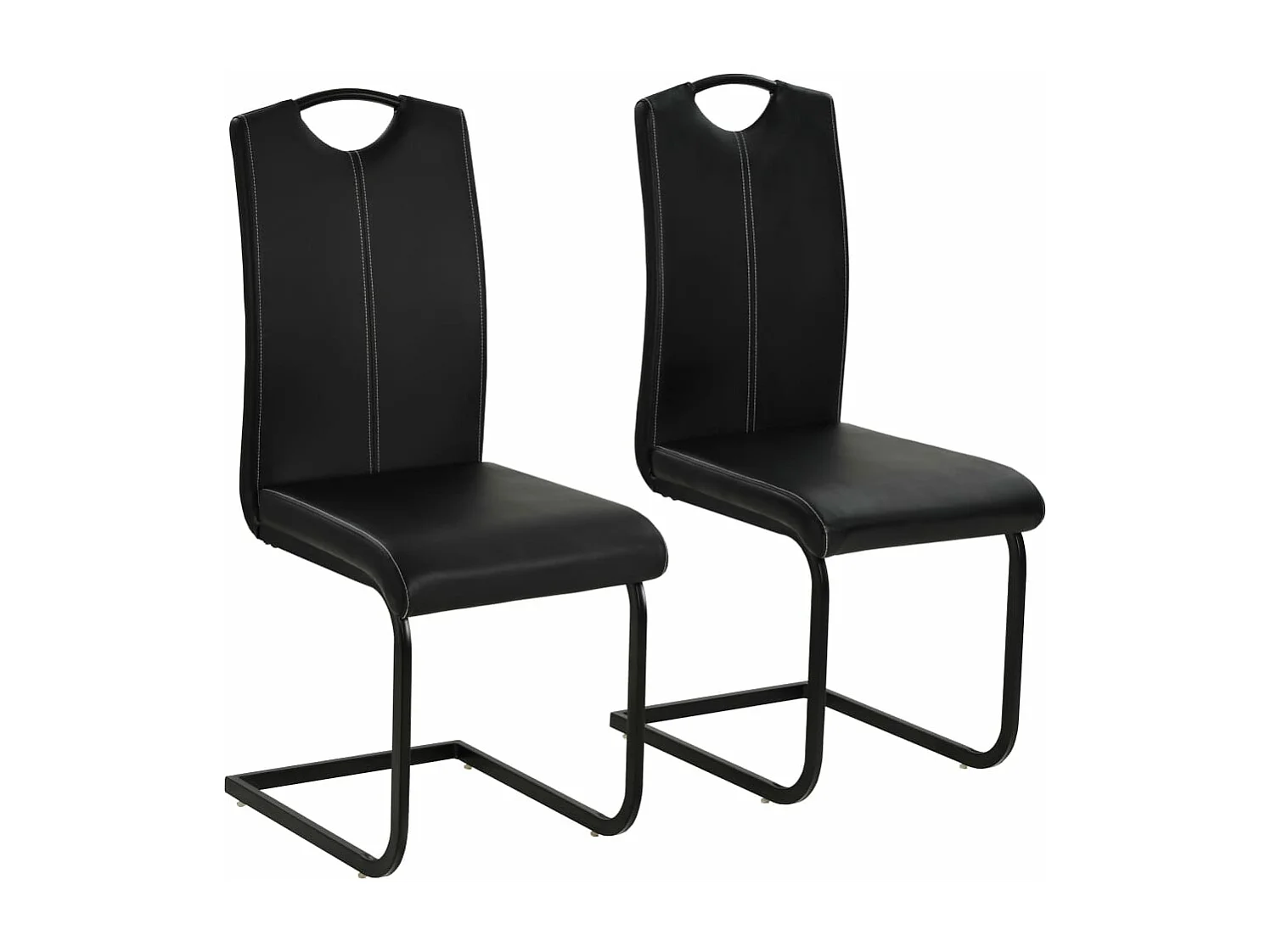 Chaises à manger cantilever lot de 2 noir similicuir