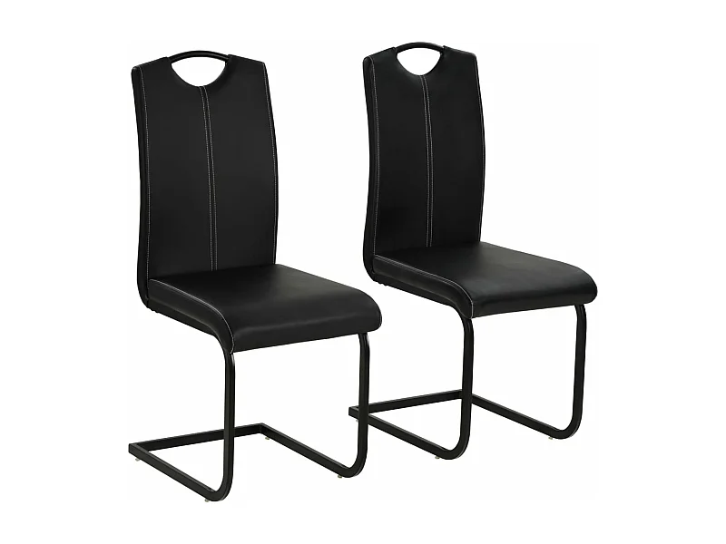 Chaises à manger cantilever lot de 2 noir similicuir