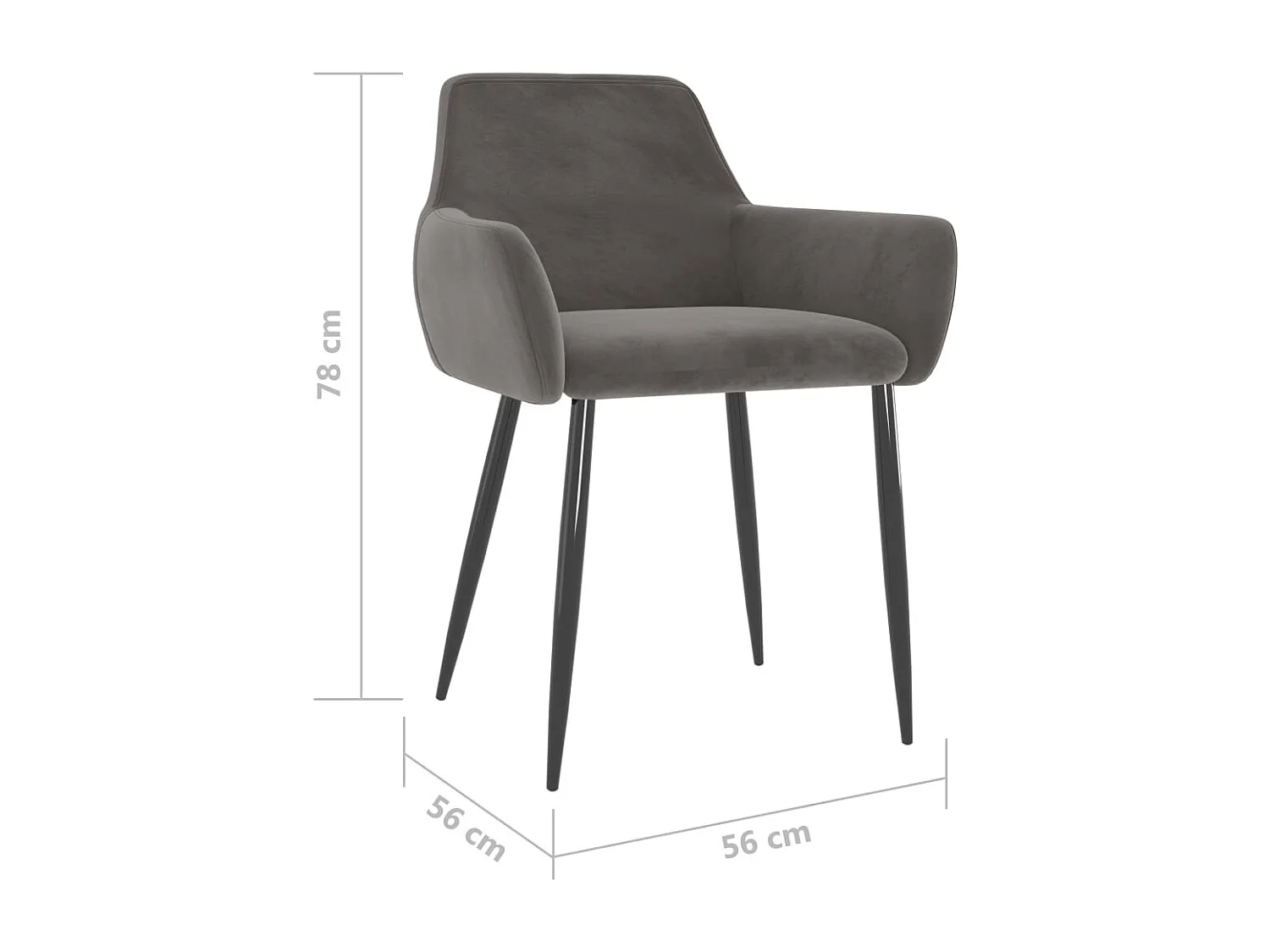 Sillas de comedor 2 unidades terciopelo gris oscuro