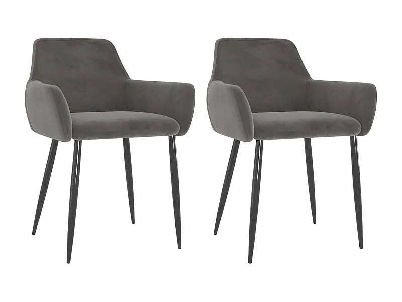 Sillas de comedor 2 unidades terciopelo gris oscuro