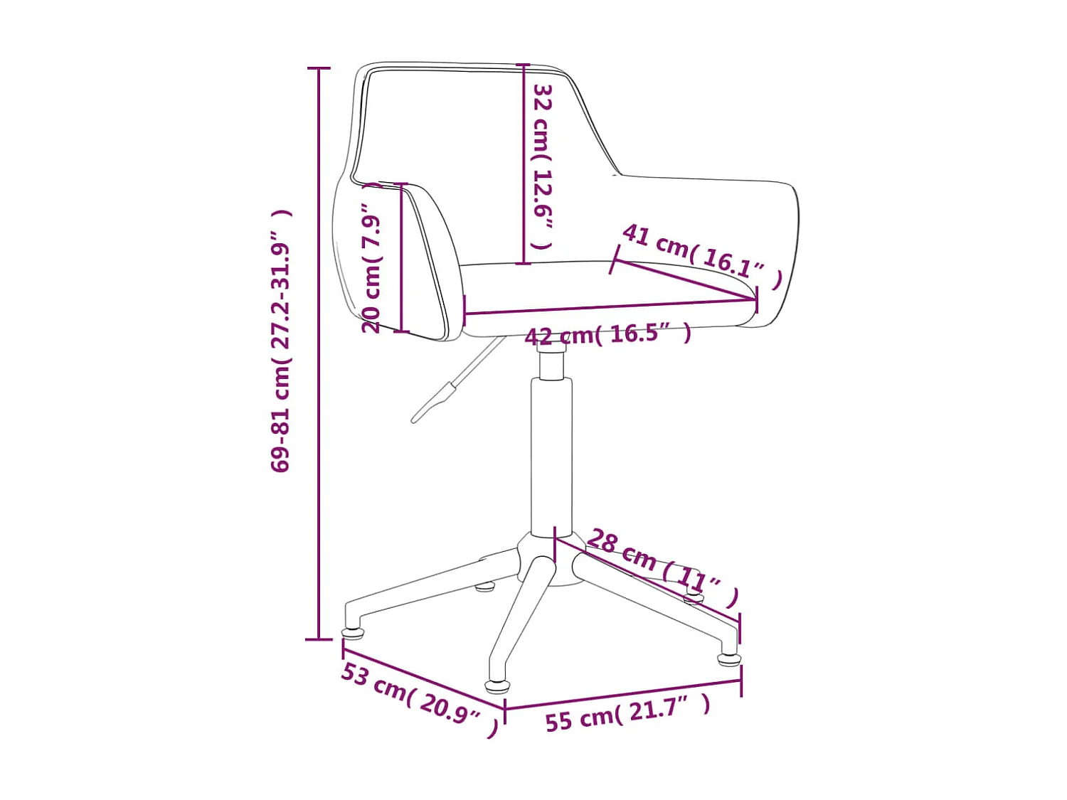 Eetkamerstoelen draaibaar 2 st fluweel roze