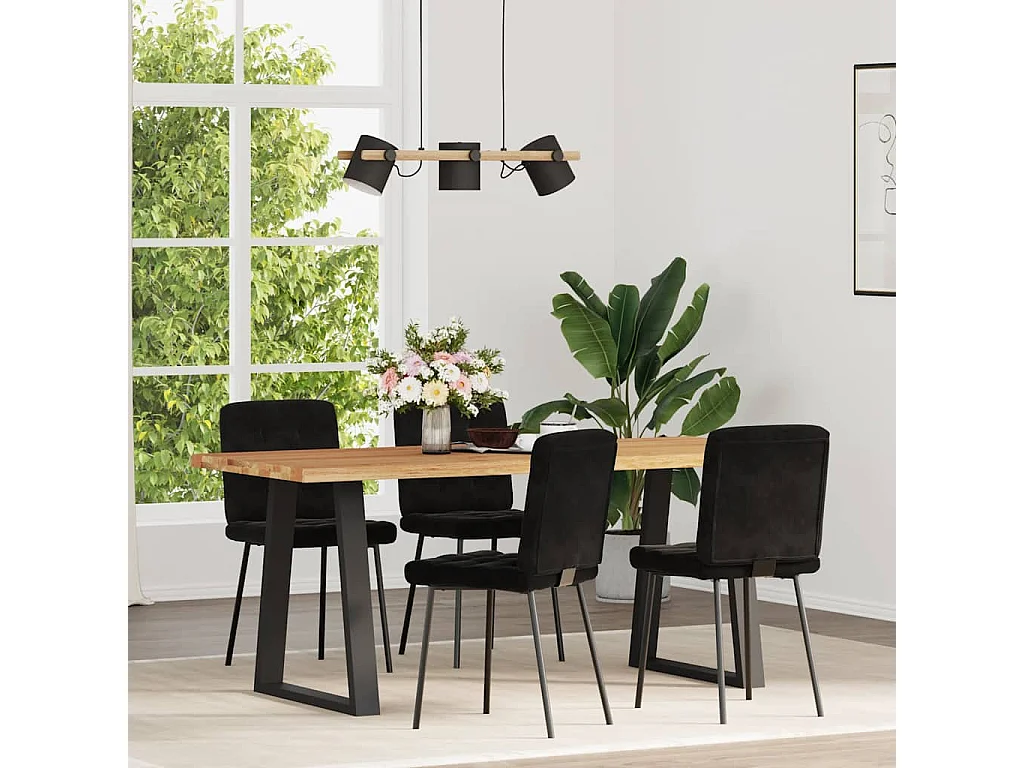 Chaises à manger lot de 4 Noir Velours