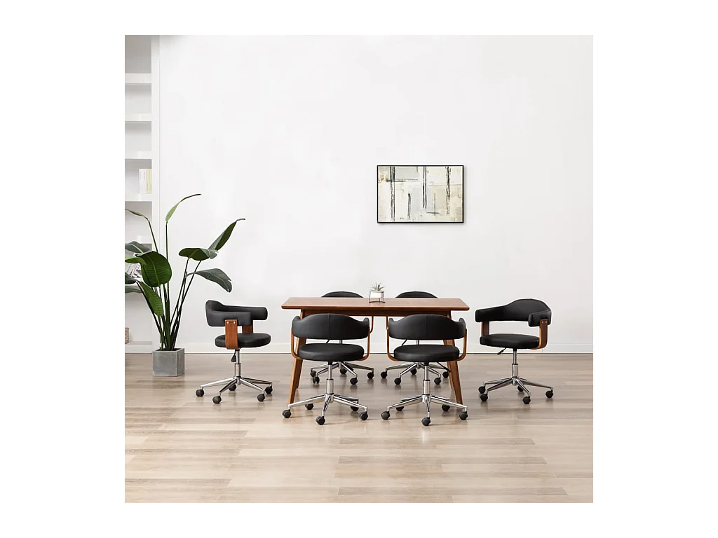 Chaises pivotantes à manger lot de 6 bois courbé et similicuir