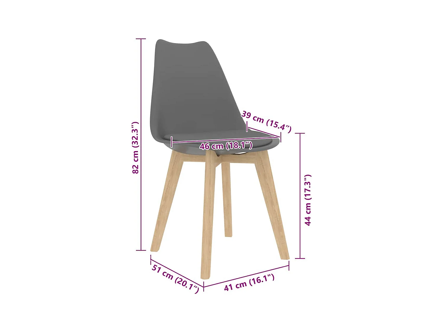 Chaises à manger lot de 2 Gris Plastique