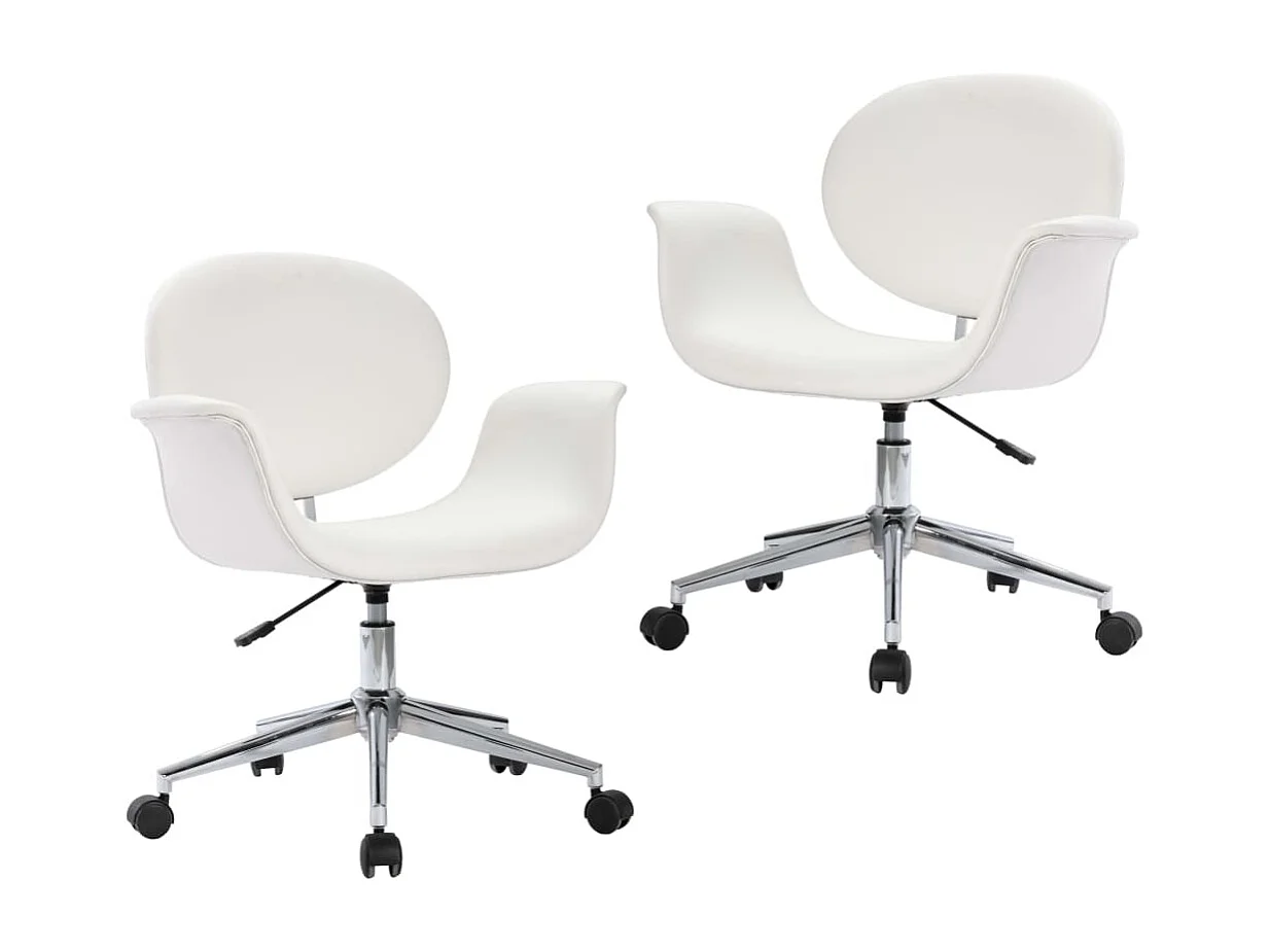 Chaises pivotantes à manger lot de 2 blanc similicuir