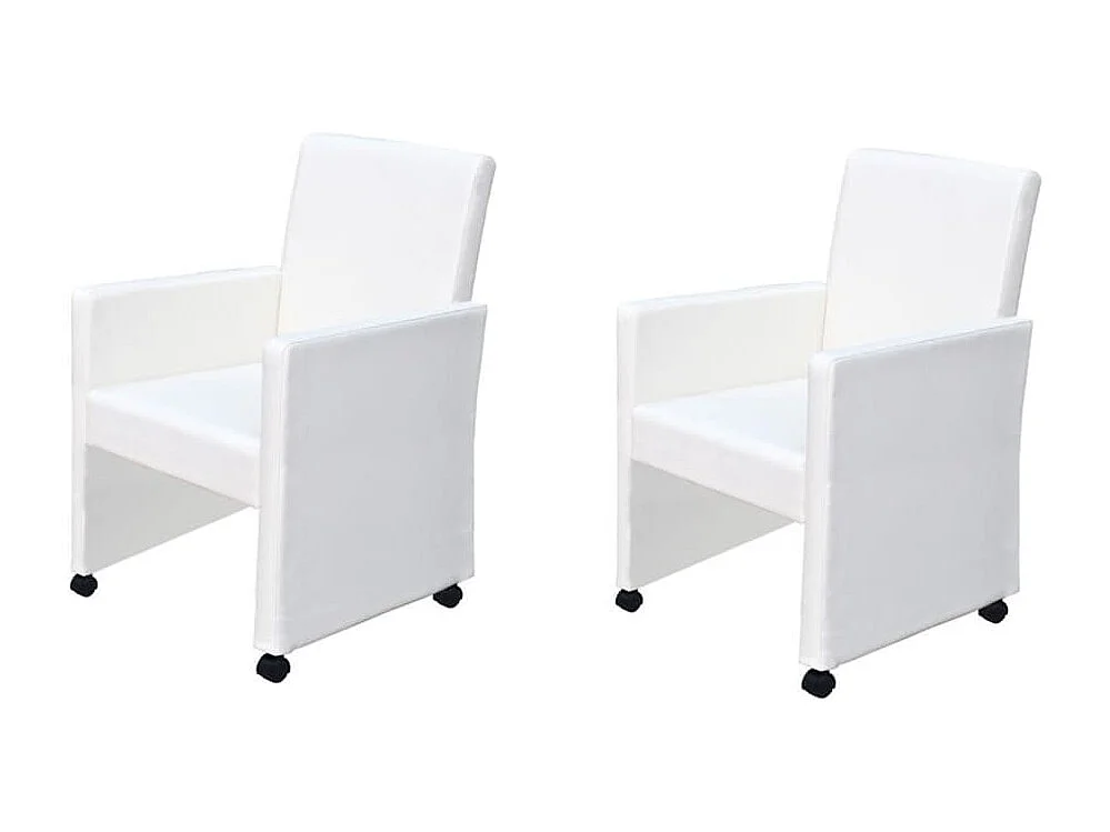 Chaises à manger lot de 2 blanc similicuir