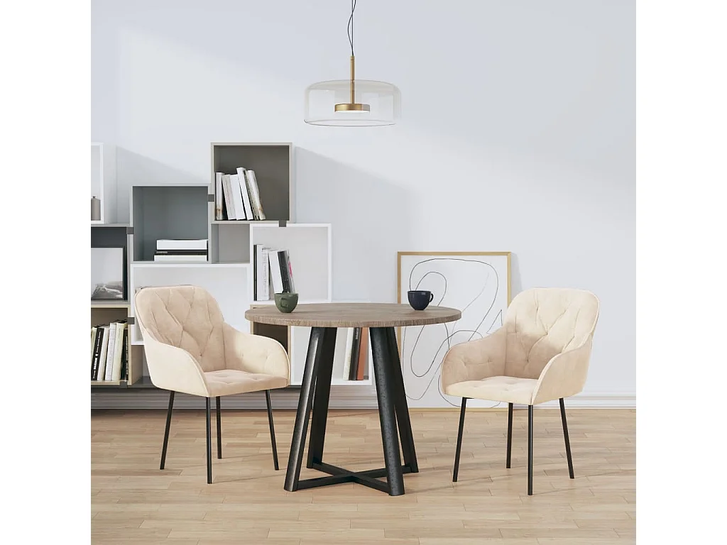 Chaises à manger lot de 2 Crème Velours