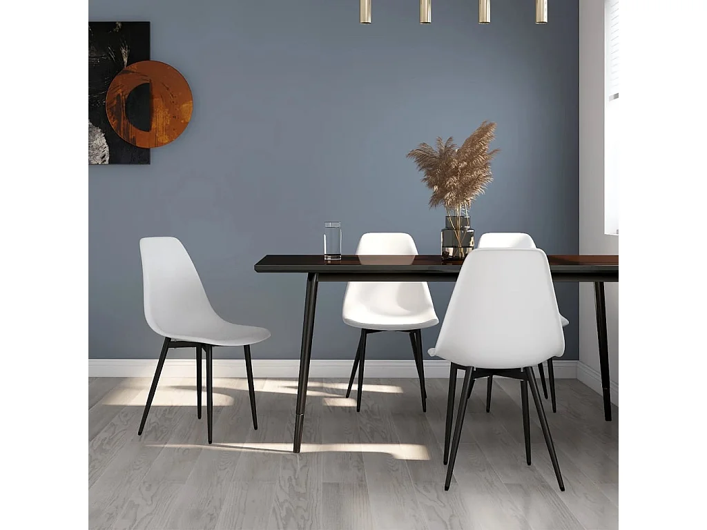 Cadeiras de jantar 4 peças PP branco