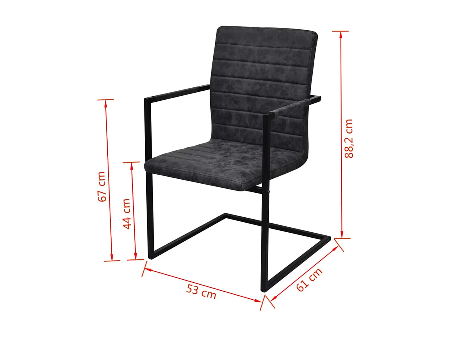 Cadeiras de jantar cantilever 2 peças couro artificial preto