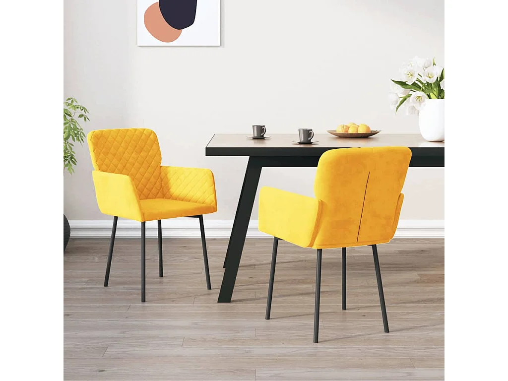 Eetkamerstoelen 2 st fluweel geel