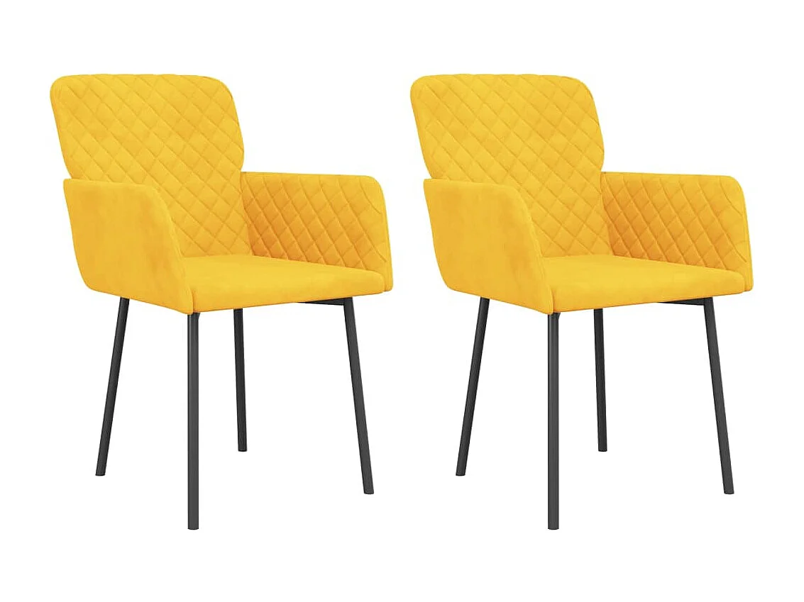 Eetkamerstoelen 2 st fluweel geel