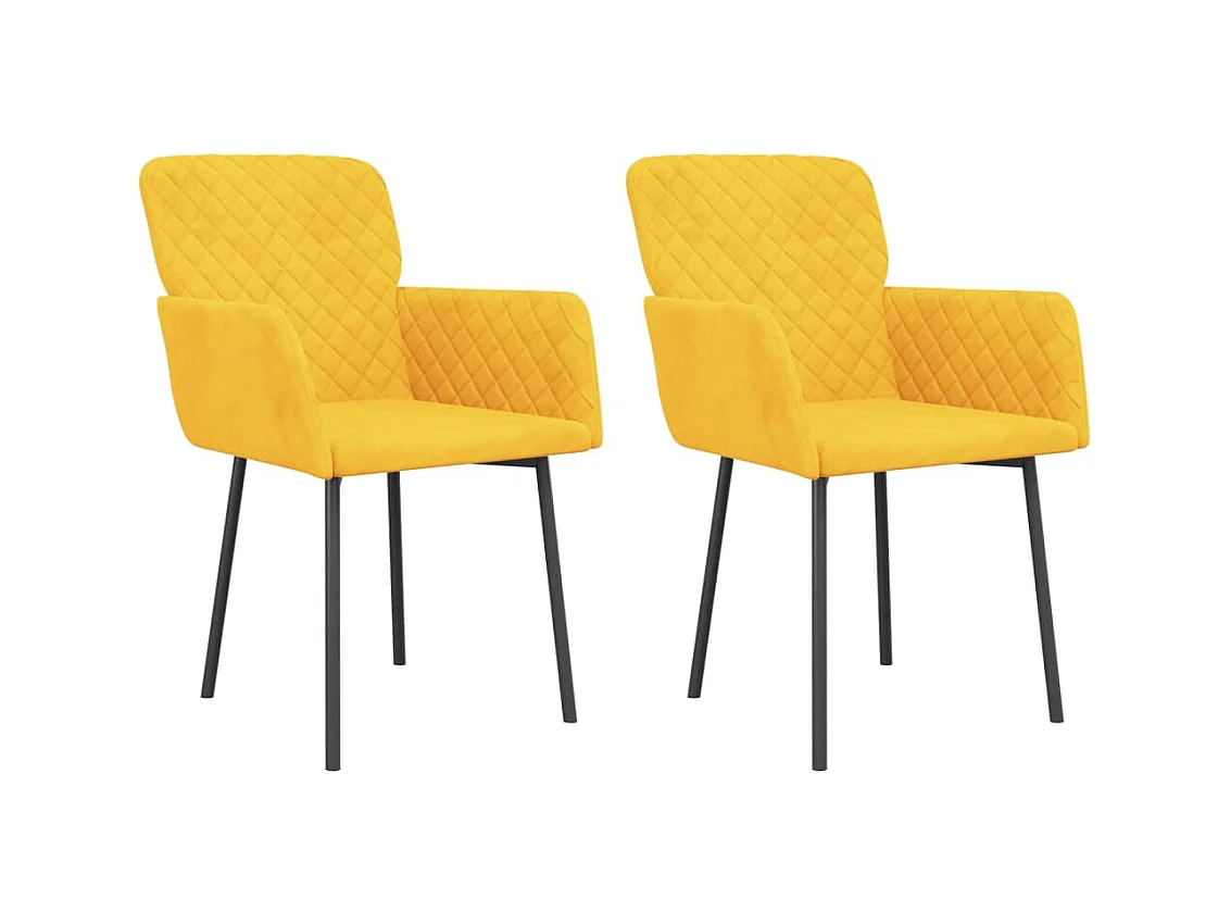 Chaises à manger lot de 2 Jaune Velours